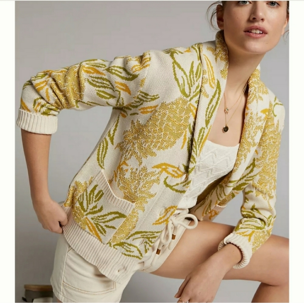 Anthro Maeve Pineapple Shawl Cardigan